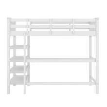 Bed Frame Kids 90x200 With Desk And Shelves, Grey - 白色 - 查看 10