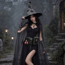 3pcs/Set 2026 New Halloween Witch Costume Gothic Style COS Full Set Witch Outfit Party Role Play Costume Unisex - Single Style - View 2
