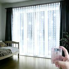 Battery Powered Fairy Curtain Lights, String Lights For Yard, Background Wall Decoration, Suitable For Wedding, Christmas, Halloween, Party, Holiday Lighting, Camping Decoration, Patio Decoration, Home Lighting, Room Decoration, Garden Decoration, 8 Lighting Modes, 100/200/300/600LED, Outdoor String Lights, All Season Use, 4 Colors Optional Bedroom Curtain Lights - Battery Box Curtain Light String - View 20