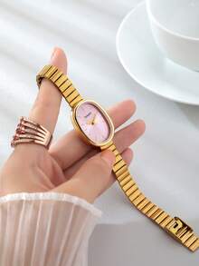 1pc Women's Casual Luxury Versatile Minimalist Vintage Quartz Watch Suitable For Daily Wear - Gold - View 5
