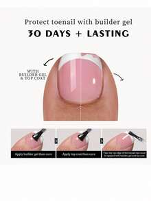 24pcs Wearable Toe Nail Stickers, Spring/Summer Nude Pink French Style - 淺粉色 - 查看 4