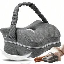 Memory-Schaum Kissen mit waschbarem Bezug und elastischem Befestigungsgurt, ergonomisches Schlafkissen speziell für Seitenschläfer im Heimschlafzimmer - Grau - Übersicht 7