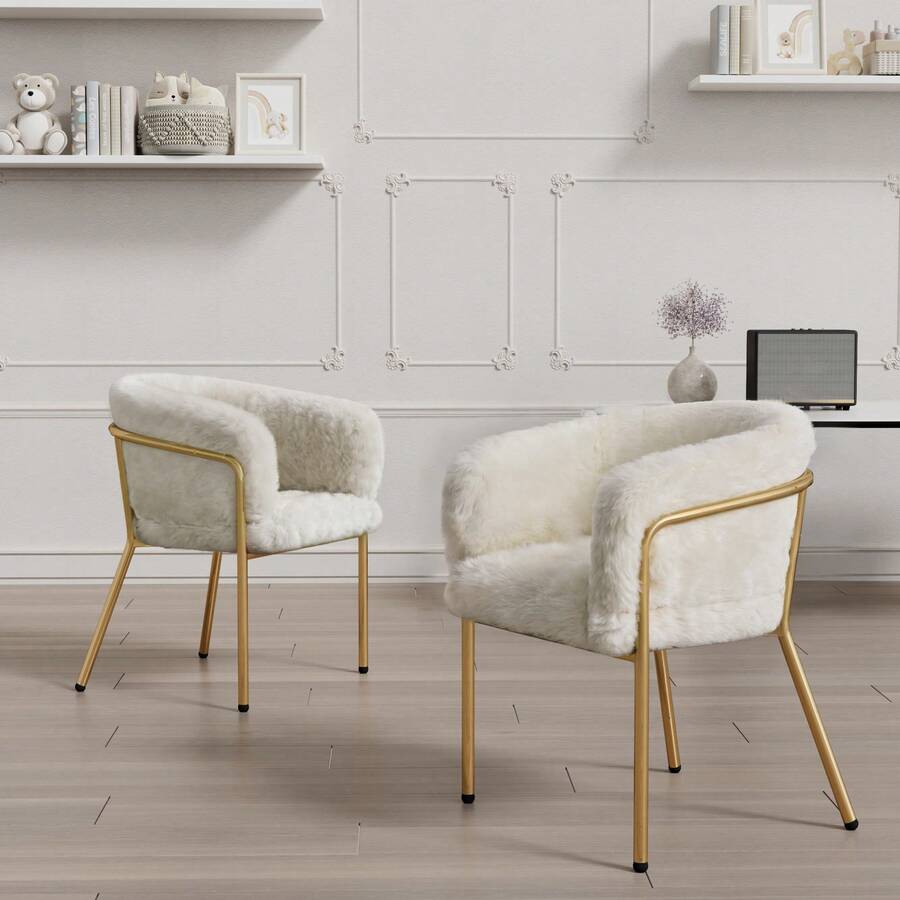 Faux Fur Pet Chair White - 白色 - 查看 1