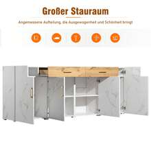 Sideboard White 208x39.5x80cm - With 4 Doors And 2 Drawers In Wood For Dining Room And Living Room - 白色 - 查看 5