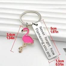1pc Inspirational Flamingo Stainless Steel Keychain, Creative Gift Pendant, Graduation Gift, Workplace Encouragement, Bag Charm, Car Hanging Decoration, Key Ring - Multicolor - View 4