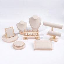1 set Display Perhiasan Premium untuk Meja Kasir, Rak Kalung Kayu Solid Alami dari Linen, Papan Anting, Tempat Cincin, Stand Display Gelang untuk Toko Ritel - MultiWarna - View 9
