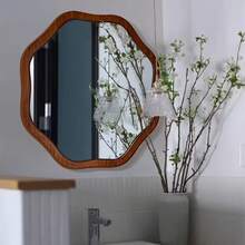 French Vintage Irregular Shaped American Style Wall-Mounted Bathroom Mirror, Bedroom Vanity Makeup Mirror, Bathroom Sink Mirror - Multicolor - View 1