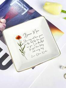 Personalized Birthday Floral Jewelry Dish_Custom Watercolor Flower Ring Dish_Christmas Gift_Wedding Bridesmaid Gift_Birthday Jewelry Tray - Multicolor 1 - View 4