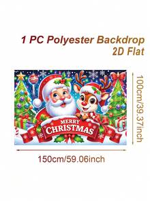 1Pc Christmas Backdrop Cloth With Santa Claus&Reindeer&Christmas Tree Design, Merry Christmas Hanging Background Cloth, Photo Booth Backdrop, Party Backdrop Banner, Backdrop Decoration, Christmas Decoration, Xmas Decor, Home Decor - Christmas a - View 13