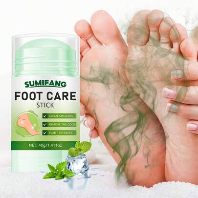 SUMIFANG แท่งดูแลเท้าอ่อนโยน 40 กรัม สกัดจากพืช เสริมด้วยเปปเปอร์มินต์ วิตามินอี และว่านหางจระเข้ ขจัดกลิ่นเท้าอย่างมีประสิทธิภาพ ปรับปรุงกลิ่นเหนียวและไม่สบายตัว รักษาเท้าให้สดชื่นยาวนาน
