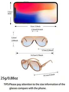 Unisex Fashion Personalized Oversized Aviator Decorative Glasses, Suitable For Travel, Vacation And Fashion Accessory - 彩色 - 查看 2