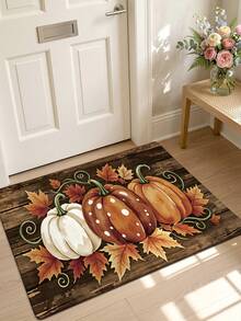DAJIANG 1pc Autumn Pumpkin Door Mat Hallway Carpet, Multi-Color 3D Vintage Printed Pattern Rug, TPR Backing Non-Slip Mat, Suitable For Bathroom, Indoor, Hallway, Bedroom, Living Room, Bedside, Machine Washable Easy To Clean, Entryway Mat Holiday Home Decor - Multicolor - View 5