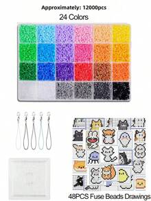 2.6mm Perler Beads Creative Handmade Kit, Includes 48 Animal Perler Bead Patterns, Perler Bead Board And Keychains, Boxed Design, Can Make Puzzle Keychains, DIY Pendants, Suitable For Enthusiasts, Can Make Multiple Patterns, Suitable As Birthday, Graduation, Valentine's Day And Party Gifts, Also Can Be Used As Handmade Gifts For Family, Friends And Classmates. - Multicolor - View 10