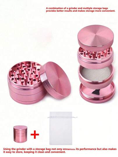 1pc Portable Metal Grinder, Cute Design, Comfortable Grip, Cute Aluminum Alloy Grinder, Manual Grinder With Pollen Sieve And Scraper, Travel Essential