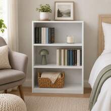 3 Tier Bookcase With Adjustable Shelves, White Bookshelf Storage Organizer For Living Room, Bedroom, Home Office, Small Spaces & Display Storage - 白色 - 查看 3