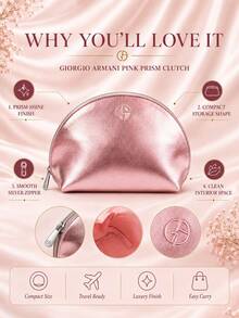 Giorgio Armani Armani Pink Prism Makeup Bag, Zipper Closure Design, Spacious, Waterproof And Stain-Resistant Fabric, Lightweight And Portable, Suitable For Travel, Versatile Storage - Pink - View 5