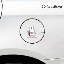1pc 2D Flat Sticker, Cute Cartoon White Rabbit And Gasoline-Themed High Heel Shoe Pattern, Designed As Car Fuel Tank Cap Decorative Sticker, Fashionable And Durable, Made Of Waterproof Vinyl Material - A - View 6