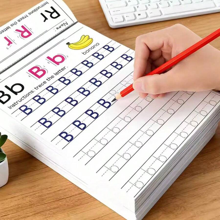 New 26 English Alphabet Handwriting Practice Sheets, Cursive Words Upper And Lower Case Tracing Paper Training + Gift, School Supplies Back To School Season Gift - A - View 1
