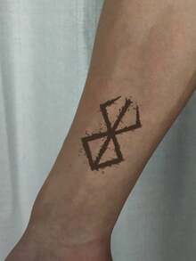 1pc Men's Geometric Temporary Tattoo Sticker, Waterproof, Sweat-Resistant, Long-Lasting 1-2 Weeks, Friction-Resistant, Non-Reflective, Black-Like, Fake Tattoo Sticker, Unisex For Men And Women, Suitable For Arms, Chest, Legs, Abdomen, Waist, Modern Style Body Art - KJ - View 2
