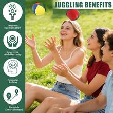 3 Buah Bola Juggling, Set Bola Juggling Warna-warni 2 Inci, Mini Lembut, Tahan Lama, dan Mudah untuk Pemula, Bola Juggling Lempar Empat Sisi dari Kulit yang Serasi - MultiWarna - View 2