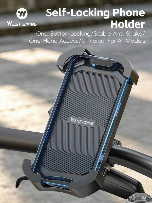 WEST BIKING מעמד טלפון לאופניים יציב נגד רעידות עם זווית מתכווננת 360°, מתאים לאופניים חשמליים ואופנועים, מתאים לטלפונים בגודל 5.4-7.5 אינץ'