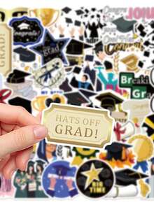 50pcs Graduation Season Phone Stickers, Scrapbooking Supplies, PVC Material, Each Size 3-7cm, Creative Aesthetic Design Stickers, Suitable For Phone Case, Notebook, Bicycle, Tablet, Laptop, Luggage Decoration Stickers - 1 Pack/50 Sheets - View 10
