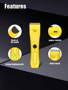 HIENA Alat Cukur Rambut Portabel Kuning, Alat Cukur Mini untuk Memotong dan Mengukir Kepala dengan Minyak, Pemangkas Kecil Isi Ulang dengan Sisir/Sikat - View 8