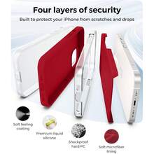 適用於 iPhone 13 的保護殼，[軍規級防震保護] 矽膠保護殼，配備柔軟耐刮微纖維內襯，適用於 iPhone 14 15 16 Pro Max 17 Pro Max XS Max XR 7 8 Plus SE2022 6s 6s Plus 12 Mini 11 - 紅色 - 查看 6