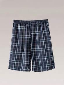 Men's Summer Casual Thin Pajama Shorts, Simple Plaid Print, 3 Colors 3-Piece Set, Lazy Comfortable Home Shorts - Multicolor - View 4