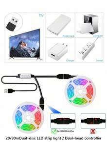 3FT-100FT 智能 RGB LED 燈條,居家裝飾派對裝飾 LED 燈條,DIY 柔性 RGB 燈條,配備 44 鍵遙控器,5V USB 供電 LED 燈條,適用於電視背光照明、女孩房裝飾、節日裝飾和 DIY 佈置(3.28FT/1M 尺寸較短,請根據您的實際需求選擇購買,內置背膠無法貼在粗糙牆面,請小心黏貼!) - 多色-44鍵 - 查看 10