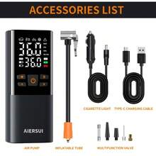 無線充氣幫浦 附 LCD 螢幕，150PSI 快速充氣，USB 充電，內建 LED 燈，自動關機，多種氣嘴適用於汽車、機車、自行車輪胎、運動球類與氣球，便攜式汽車必備，1500mAh 7.4V - A - 查看 9