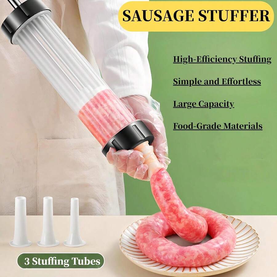 3 Sizes Manual Sausage Stuffer Tubes, Push-Pull Sausage Machine | Manual Sausage Filling Tubes, Sausage Filling Tools, Sausage Making Casing, Home Sausage Stuffer, Suitable For Camping, Outdoor Kitchen