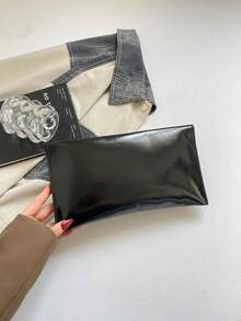 休閒女款手拿包，全新小眾設計，時尚極簡信封包 - 黑色 - 查看 9