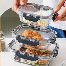 1pc Glass Lunch Box Set, Microwave Bowl, Lunch Container, Fresh-Keeping & Heat-Insulating Bento Box, Freezer , Dishwasher , Leak-Proof Food Container, Home Kitchen Supplies, Kitchen Accessories - Multicolor - View 1