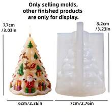 SUPWANPENG Santa Claus Reindeer Sleigh Christmas Tree Shaped Aromatherapy Candle Silicone Mold Reindeer Christmas Tree Candle Mold Decorated With Christmas Gift Boxes Christmas Themed Resin Plaster Mold Cement Concrete Mold Home Decoration Christmas Gift - A-White - View 9