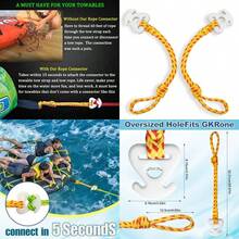 2Pcs Boat Tube Towable Rope Quick Connector Water Towable Tubes Rope Connector For Tubing Skiing Wake Boarding With Seadoo Jet Ski Waverunner - Yellow - View 1