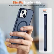 半透明磨砂磁吸手機殼，適用於 iPhone 13 14 15，防摔防刮硬殼，適用於 iPhone 16 Pro Max 17 Pro Max 16e 17e 12 11 - 藍色 - 查看 6