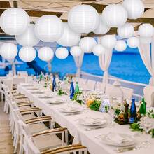 21PCS/Set, White Wedding Paper Lantern Set, Suitable For Graduation, Romantic Wedding, Engagement, Birthday Party - White Paper Lantern - View 4