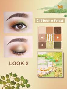 CATKIN 眼影盤 閃亮亮片 啞光珠光 高顯色 9色中性化妝眼影盤 - C16 Deer in Forest - 查看 10