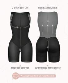 FeelinGirl  Colombianas Moldeadoras Butt Lifting Shapewear Tummy Control Postpartum Faja Body Shaper With Zipper Crotch - Black - View 8