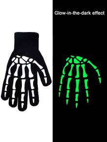 New Halloween Glowing Skeleton Gloves, Grim Reaper Bone Full Finger Gloves, Suitable For Cycling And Halloween Parties - Multicolor - View 7