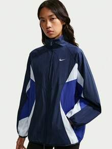 Nike Women's AS W NK STREET TRACK JKT Woven Hoodless Jacket IM8402-411 - Navy Blue - View 1