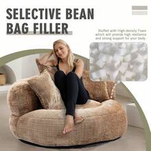 Lazy Sofa, Single Seat Bean Bag Sofa Chair, High-Back Durable Chenille Soft Recliner, Upholstered Lounge Sofa Chair, Includes 3 Pillows, Indoor/Outdoor Use, No Assembly Required, Suitable For Living Room, Bedroom And Apartment(Coffee) - 咖啡棕 - 查看 4
