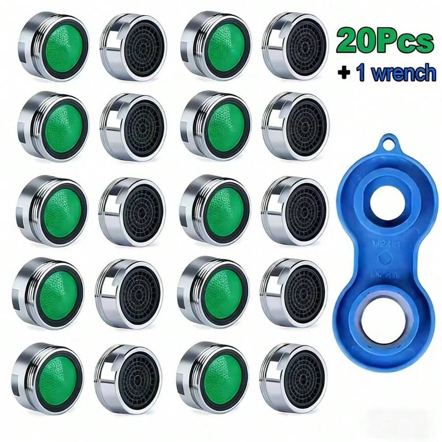 20-Pack Kitchen Sink Faucet Aerators, 24mm Female Threaded Nozzle Inserts With Wrench, Bubbler And Water Filter Adaptor, Replacement Parts For Taps, No Electricity Required, Universal Bathroom And Kitchen Accessories - A - View 1