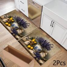 Lavender Floral Print Drainage Mat/Absorbent Mat/Drying Mat For Coffee Machine & Tableware - Absorbent Polyester Tabletop Protector With Rubber Non-Slip Backing, Kitchen Countertop Decor - Home Bar & Dining Table Placemat - Multicolor - View 10