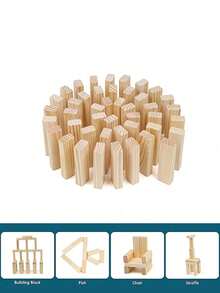 54片裝 Jenga 木製積木平衡塔派對遊戲，多米諾積木，經典木製積木，倒塌塔積木，適合派對與聚會，遊戲之夜首選 - 彩色 - 查看 4