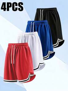 Men's Casual Sports Mesh Basketball Shorts, Quick-Dry Elastic Fashion Outdoor Unisex 5-Inch Shorts - Multicolor - View 1