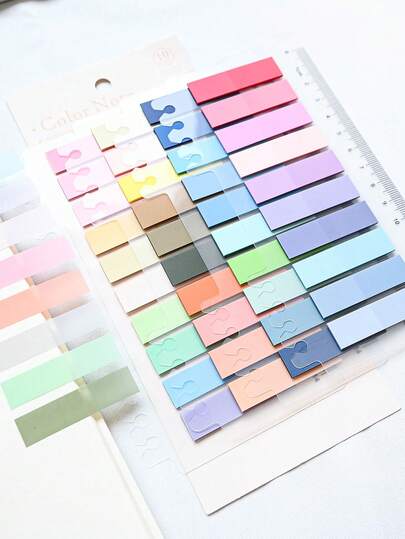 800pcs PET Material Sticky Notes, Includes 4 Styles, With European Vintage Color Index Labels, Ruler Labels And Moroccan Color Classification Labels, Suitable For Primary And Secondary School Students In Japan, Korea, Middle East And Europe, As Well As Office Use. Back To School Essential!