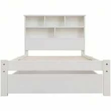 Solid Wood Bed Frame With Drawers And Slatted Base, Ideal Children's Room 90x200cm White - 白色 - 查看 5
