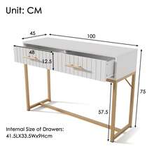 White Vanity Table With 2 Drawers - Perfect For Bedroom - 白色 - 查看 2